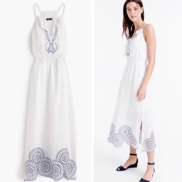 J. Crew Dresses J Crew White Embroidered Eyelet Linen Dress Poshmark